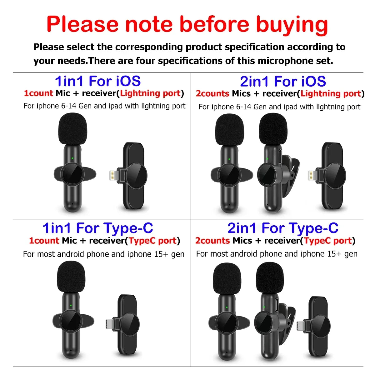 Wireless Lavalier Microphone With Windproof Cover Audio Video Recording Mini Mic For iPhone Android Mobile Phone Microphone