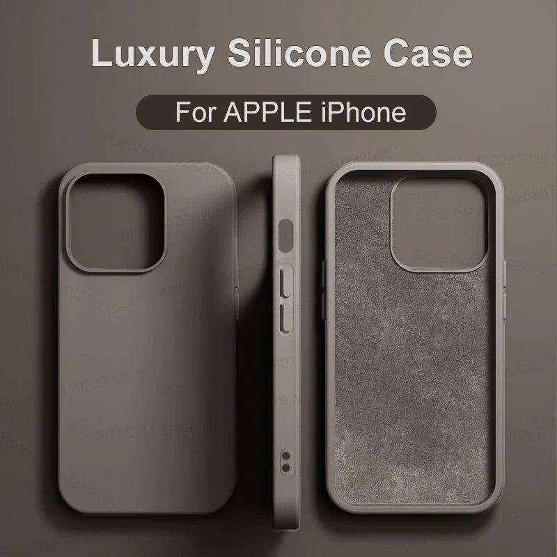 Luxury Shockproof Case For Apple iPhone 11 12 13 14 15 16 17 Pro Max 17 Air Plus Liquid Silicone Cases Cover Phone Accessories