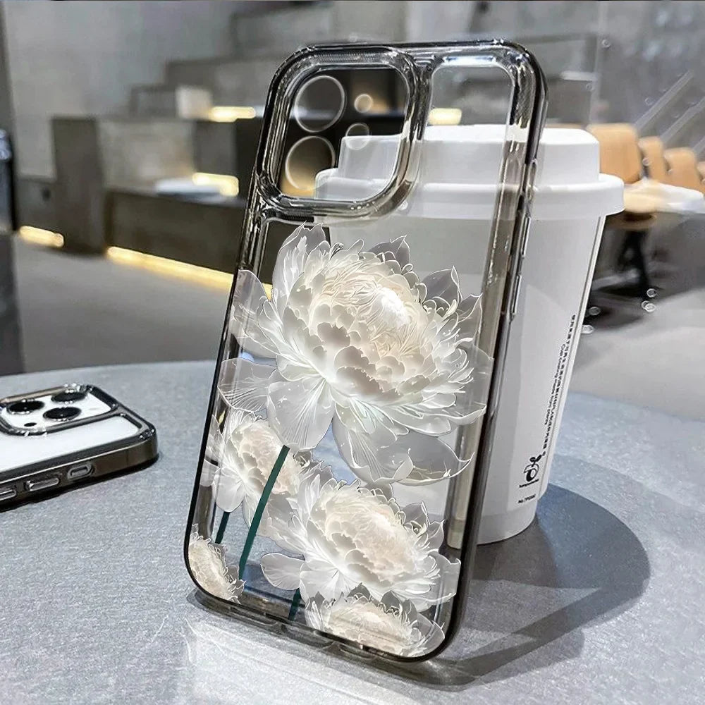 Flower Phone Case For iPhone 17 16 18 13 11 14 12 15 Pro Max Air 16e 7 Plus SE Shockproof Transparent Cover Silicone Soft Funda